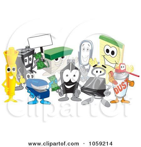 Royalty-Free Vector Clip Art Illustration of a Group Of Office Supply ...