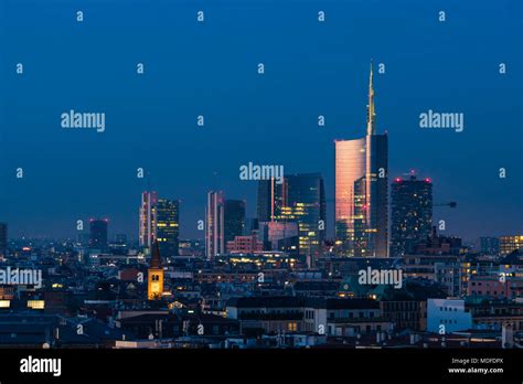 Milan skyline by night Stock Photo - Alamy