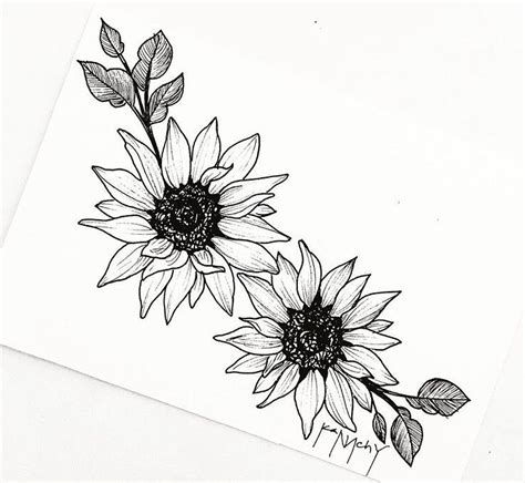 Simple Sunflower Tattoo Stencil