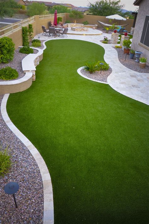 Artificial Turf Lawn in Phoenix, AZ Backyard | Arizona backyard landscaping, Modern backyard ...