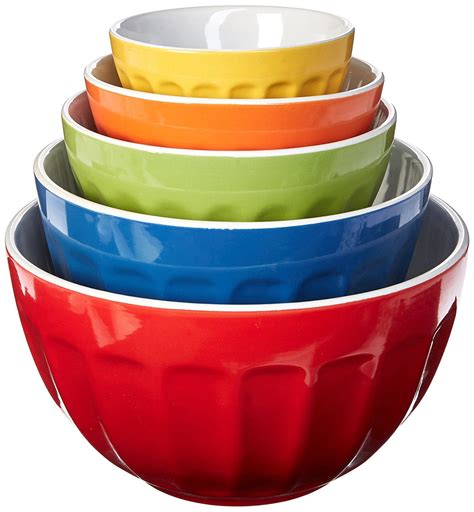 Uniware Heavy Duty Stoneware Mixing Bowls Set of 5, with Color Box, 4. ...