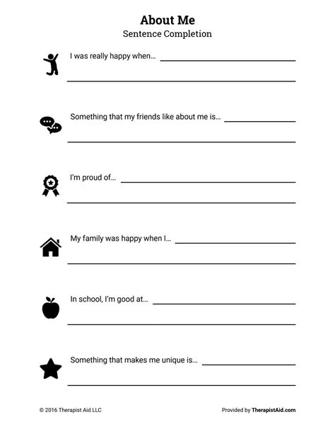 Free Printable Self Esteem Worksheets