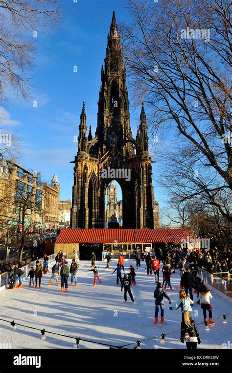 Christmas ice rink - Princes Street Gardens, Edinburgh, Scotland Stock ...