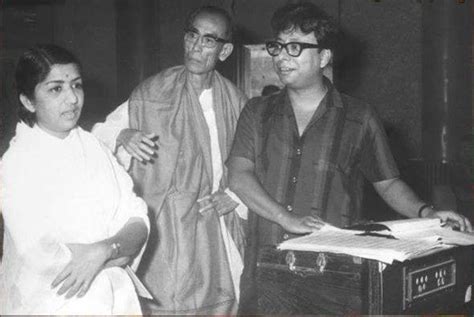 S D Burman, Lata Mangeshkar and R D Burman rehearsing a song ...