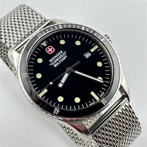 Swiss Army Wenger Grenadier Black Dial Steel Strap 42mm Mens Watch - Etsy