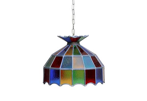 1970's Multi Colored Lead Glass Hanging Shade in 2021 | Hanging stained glass, Glass light ...