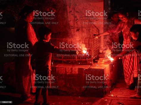 Family Celebrates Diwali During Kali Puja In Kolkata Stock Photo ...