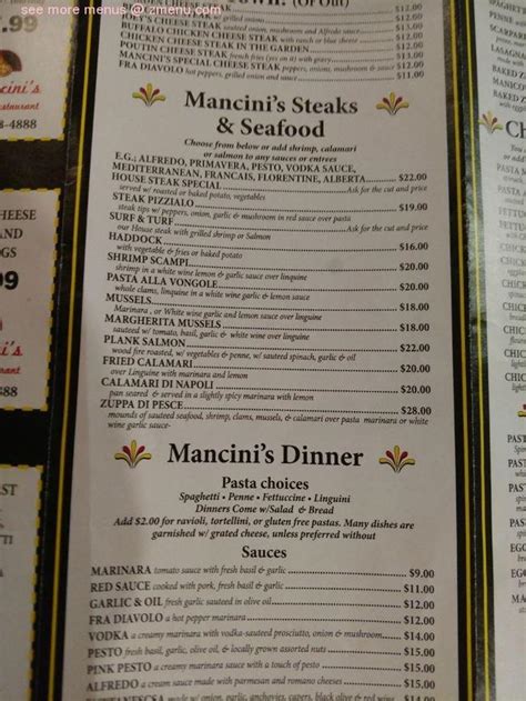 Online Menu of Mancinis Wood fired Italian Restaurant Restaurant ...