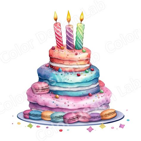 Colorful Birthday Cake Clipart Set 8 High Resolution PNG - Etsy