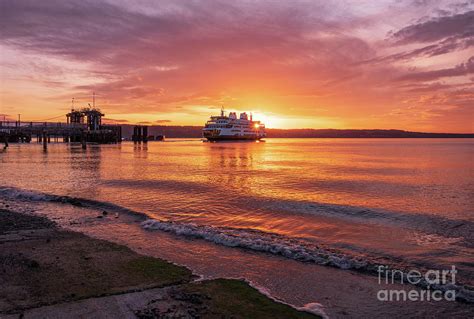 Mukilteo Ferry Sunset Sunstar Photograph by Mike Reid - Pixels