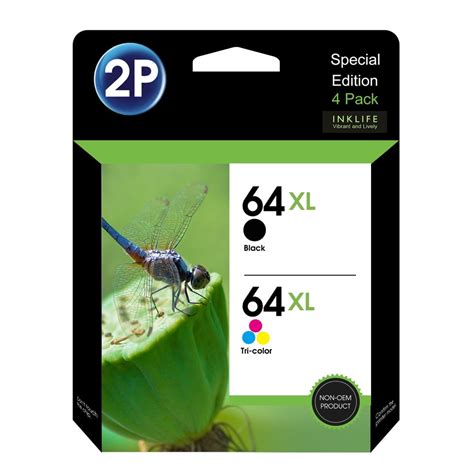 64 XL Ink Cartridges Black/Tri-Color Replacement for HP Ink 64XL Used for HP Envy Photo 7858 ...