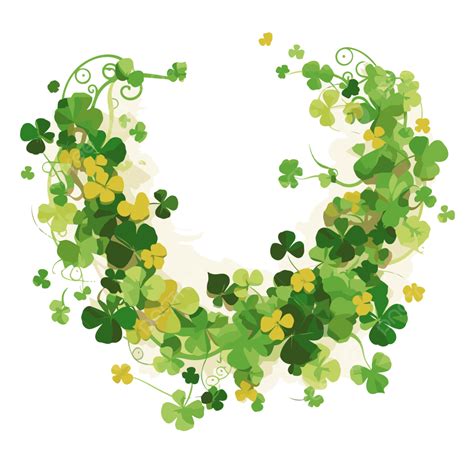 Shamrock Garland Vector, Sticker Clipart Shamrock Wreath With Clover ...