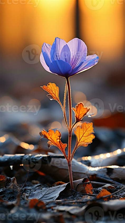 lonely blue flower forest peaceful landscape freedom scene beautiful ...