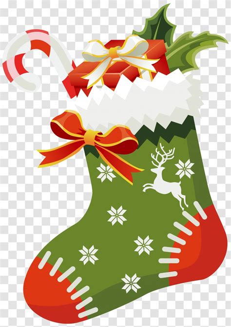 Christmas Stocking Santa Claus Clip Art - Green Clipart Image Transparent PNG