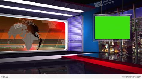 News TV Studio Set 46 Virtual Green Screen Background Loop Stock video ...