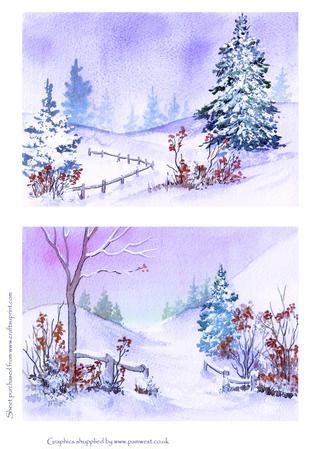 2 Other Winter Scenes in Blues - Original Art - CUP99646_117 | Craftsuprint