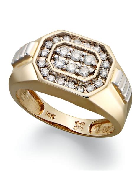 Macy's Men's Diamond Rectangle Ring In 14k Gold (1/2 Ct. T.w.) in Metallic for Men - Lyst