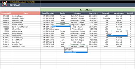 Employee Database Excel Template Hr Employee Data Sheet - Riset