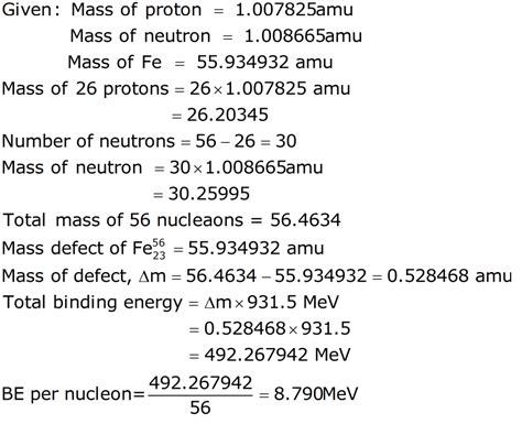 Calculate the binding energy and binding energy per nucleon of 26Fe raise to 56 nucleus. given ...