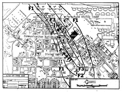 Tornado damage path through the Altus Air Force Base. Gradations in... | Download Scientific Diagram