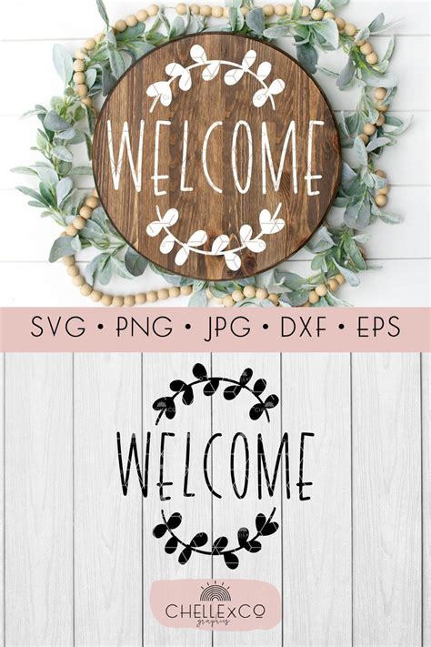 Welcome Floral Wreath SVG PNG EPS DXF JPG (1413033) | SVGs | Design Bundles | Floral wreath, Svg ...