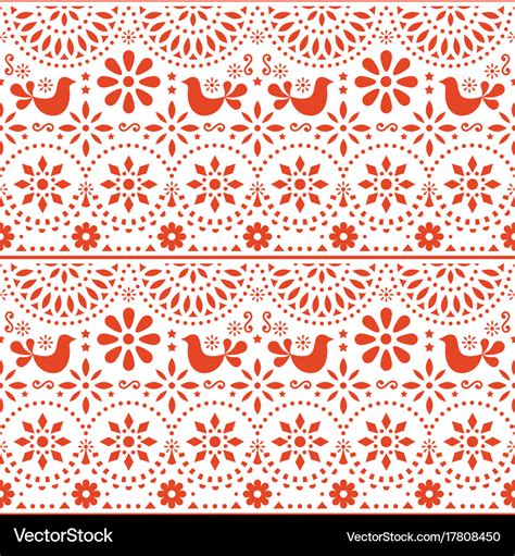 Mexican folk art seamless pattern birds Royalty Free Vector