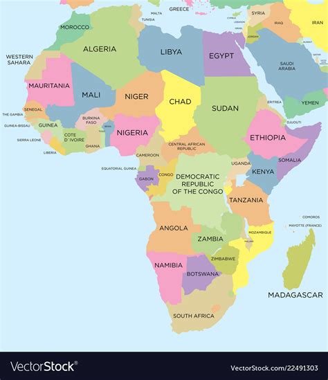 Coloured political map of africa Royalty Free Vector Image