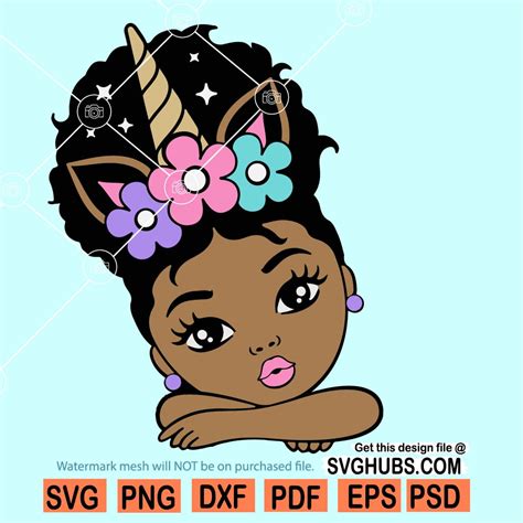 Afro Unicorn Svg, Peekaboo Girl Svg, Afro Puff Svg, Unicorn Girl Svg