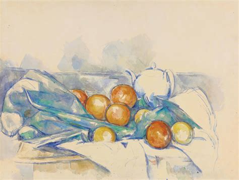 Paul Cézanne (1839-1906) , Théière et oranges (La Nappe) | Christie's