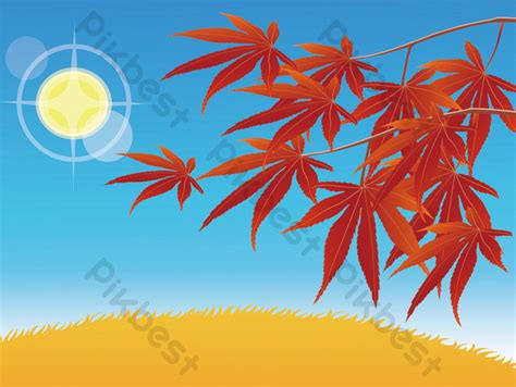 Autumn Red Maple Leaf Drawing Elements | PSD PNG Images Free Download ...