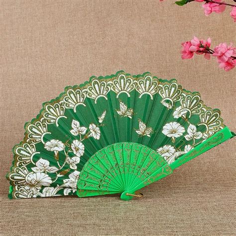 Floral Handheld Fan Decorative Chinese Style Vintage Portable Classic Wedding Folding Fans Dance ...