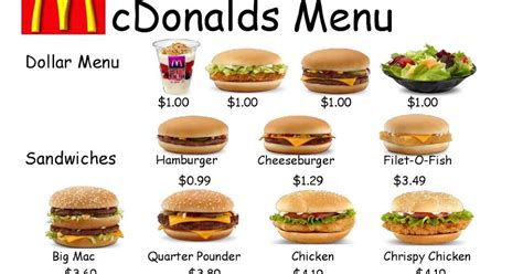 McDonald's menu - Gwyneth Neuman