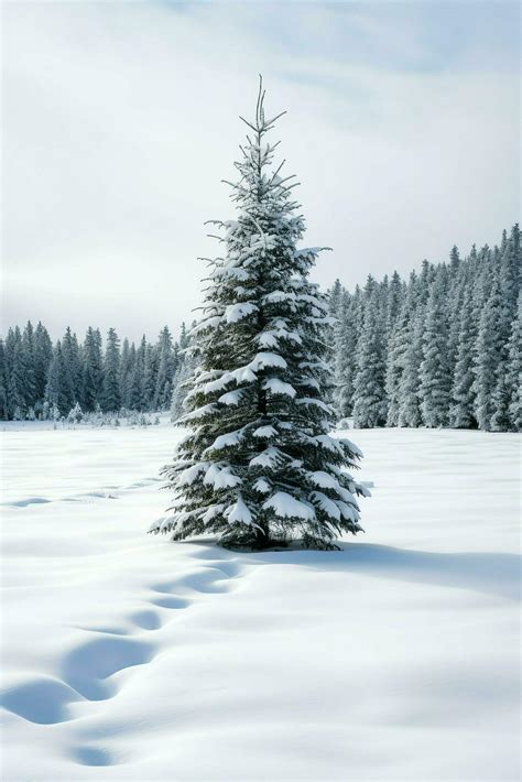 Pine trees or decorated christmas tree covered by snow on beautiful winter. Christmas theme ...