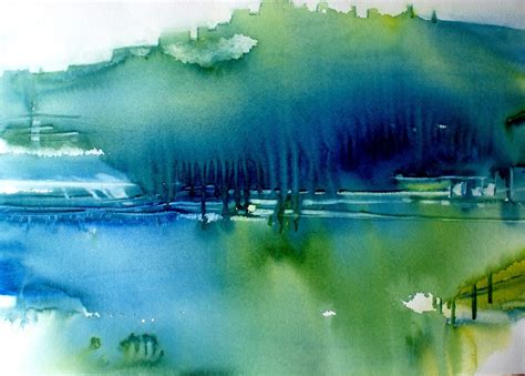 Aquarel Liliane Goossens Abstract Watercolor Landscape, Art Watercolor, Watercolor Painting ...