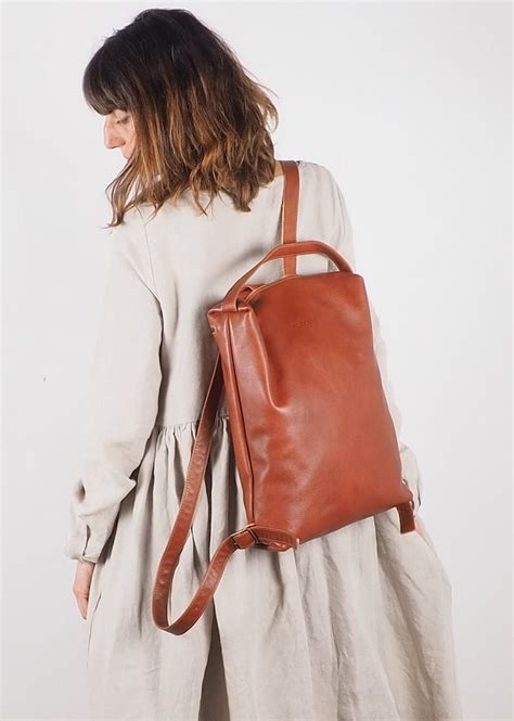 Brown Leather Backpack Purse Women Backpack Backpack Laptop - Etsy