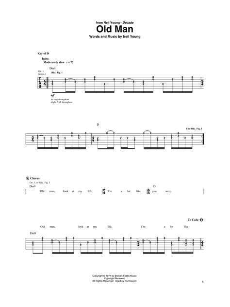 Old Man by Neil Young - Guitar Rhythm Tab - Guitar Instructor