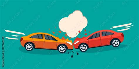 Car crash banner. Car crash comic style vector illustration. Car accident concept illustration ...