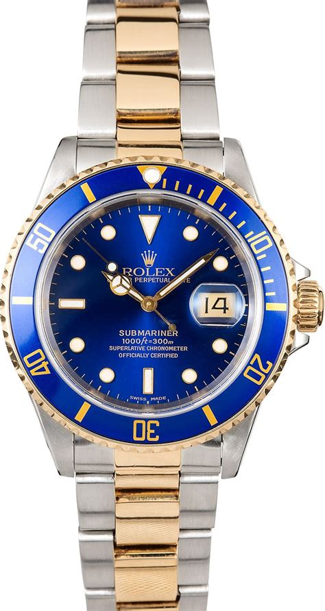 Submariner Rolex Blue 16613 Steel & Gold