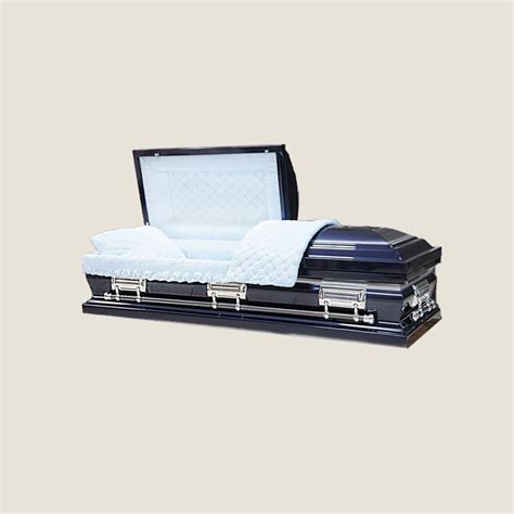 18 Gauge Gasketed Half Couch Navy Blue Casket | A Monument & Casket Depot