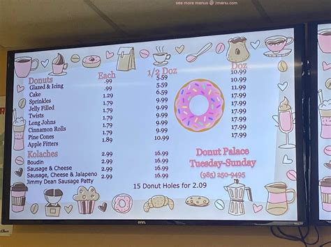 Menu at Donut Palace desserts, Pearl River