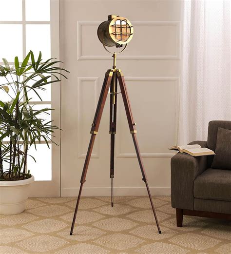 Buy Brown Metal Shade Tripod Floor Lamp with Brown Base by Regal Nauticals Online - Tripod Floor ...