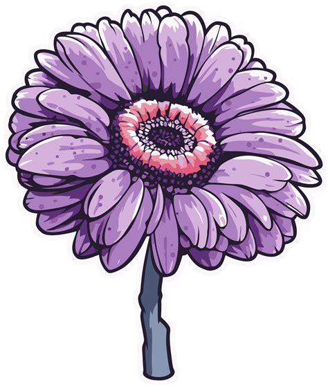 Free Purple daisy flower, botanical floral art. For sticker, shirt ...