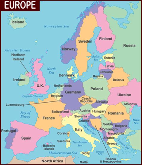 Map of Europe Cities Pictures: Map of Europe Countries Pictures