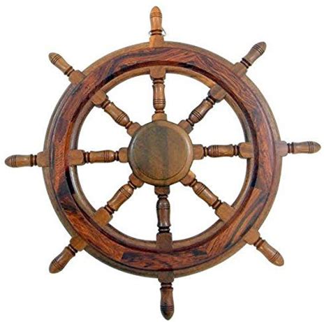 Wooden Pirate Ship Wheel Handmade 16 Inch Tall Wall Hanging Decor Home Decoration * You can get ...