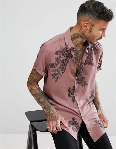 ASOS Regular Fit Viscose Floral Shirt In Pink for men,menswear ...