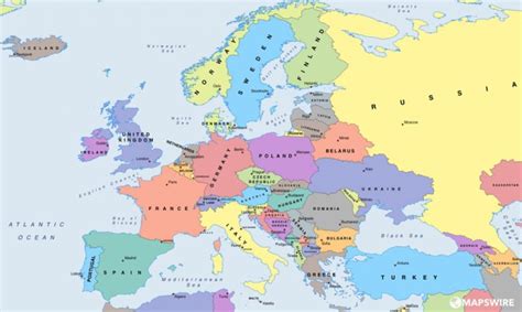 Free Political Maps Of Europe – Mapswire For Printable Map Of Europe With Capitals - Printable Maps