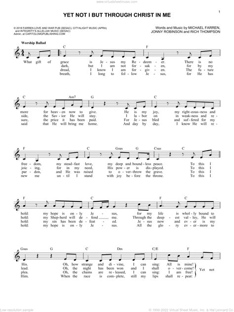 Yet Not I But Through Christ In Me sheet music (fake book) (PDF)