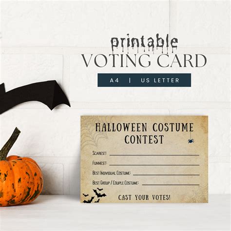 Halloween Costume Contest Voting Cards, Printable Ballot Cards Template ...