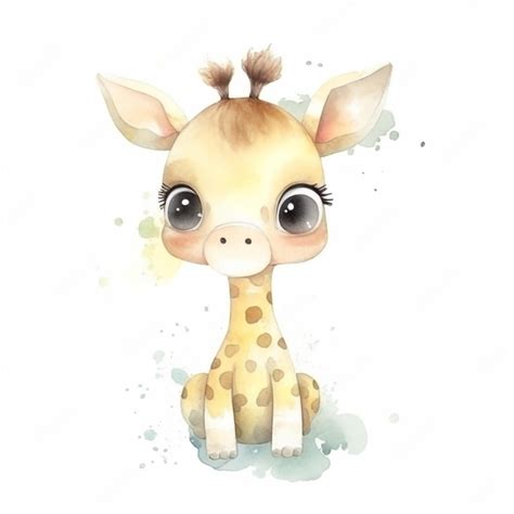 Premium Photo | Watercolor illustration of a baby giraffe