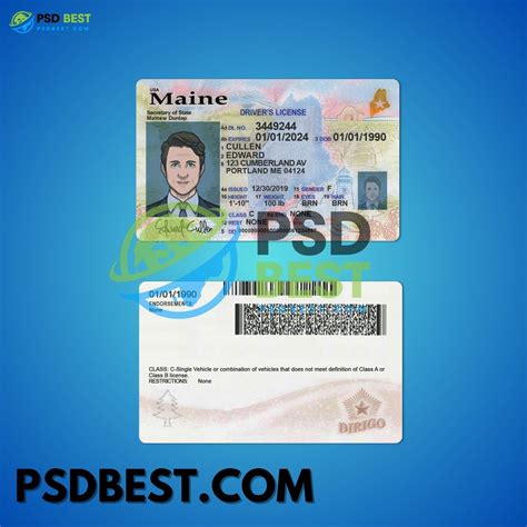 USA Maine Driving License PSD Template - PSD BEST